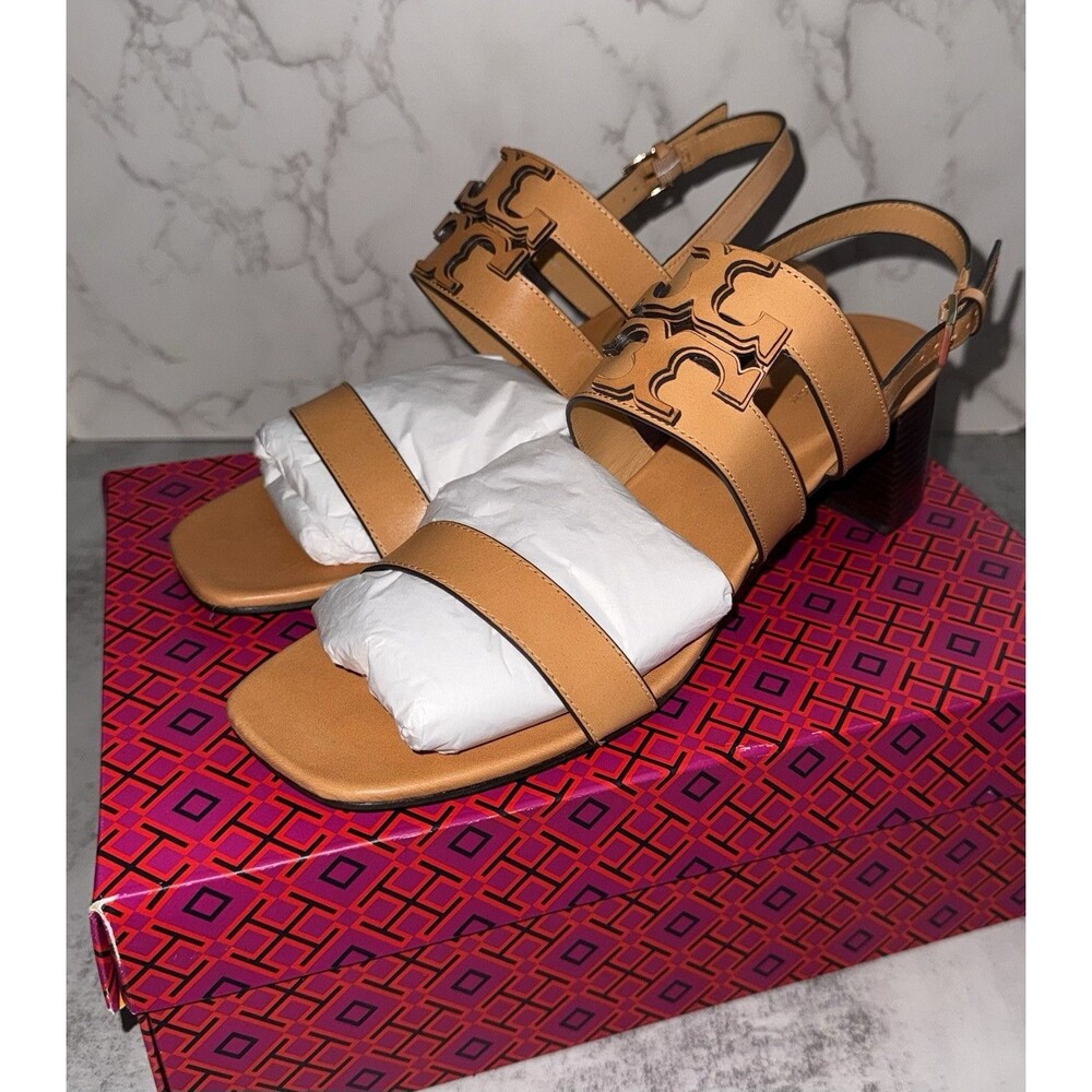 Tory Burch Ines Sandal 55mm Camello Calf Leather $325 MSRP - Picture 2 of 14